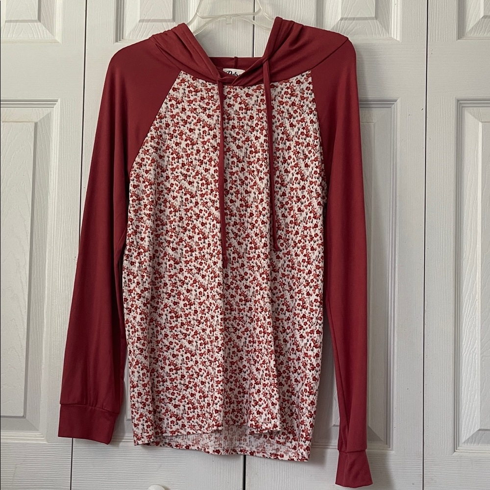 Pulse Rust and White Floral Hoodie